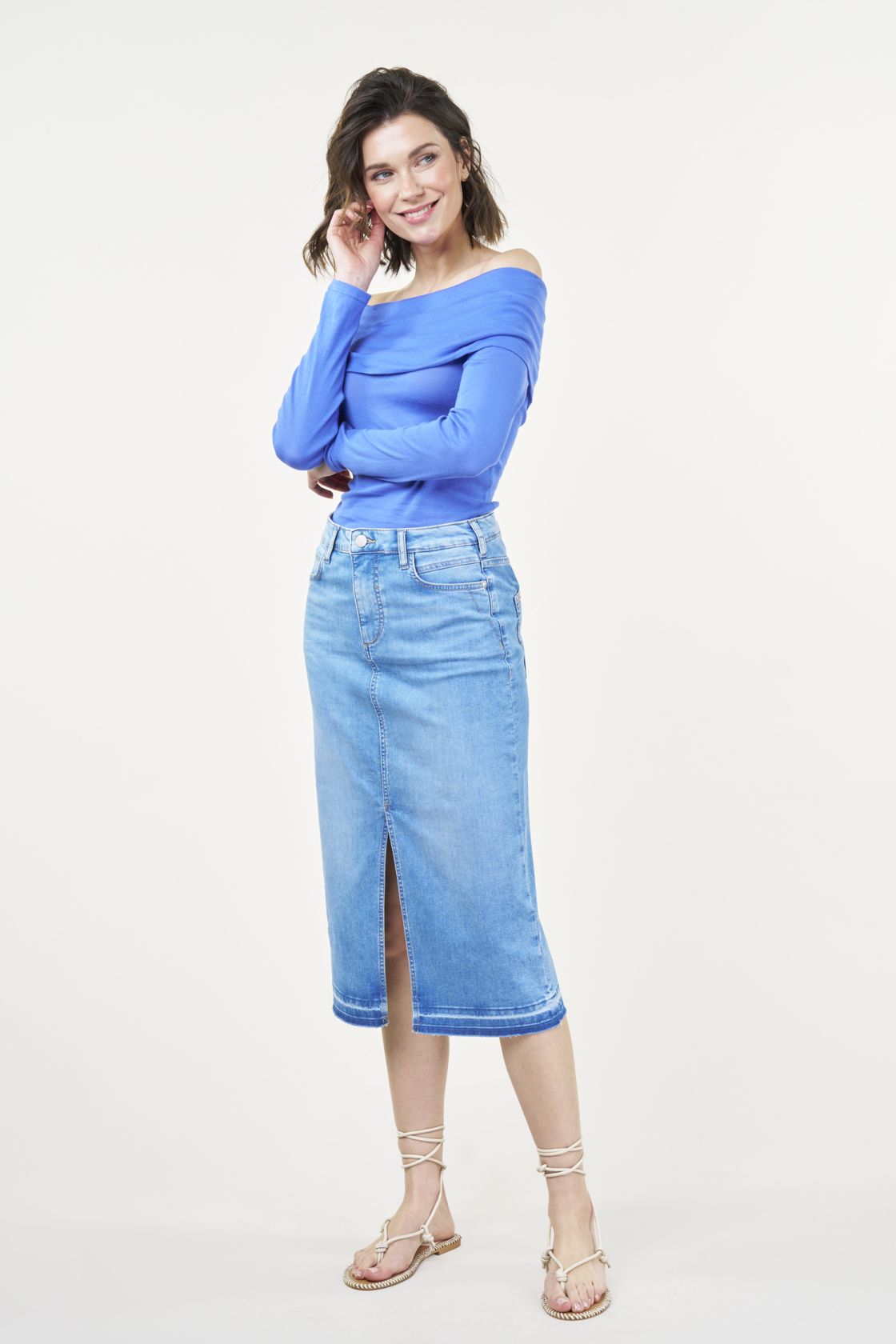 LILY MIDI - SKIRT faded blue